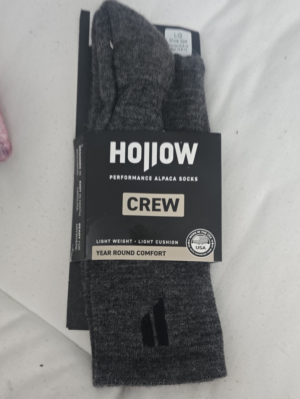 Hollow Performance Alpaca Crew Socks - Gray - L - Nwt